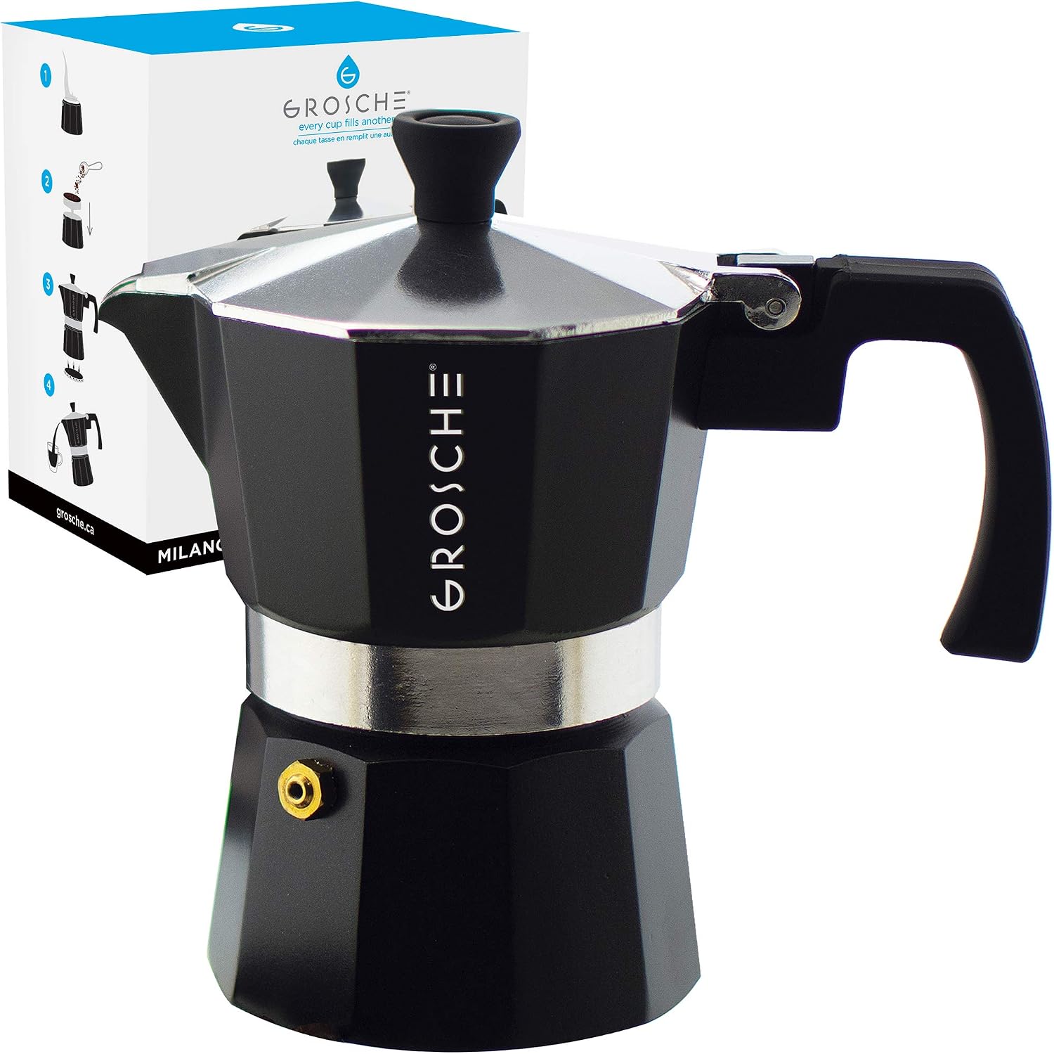 Grosche Milano Stainless Steel Stovetop Espresso Maker